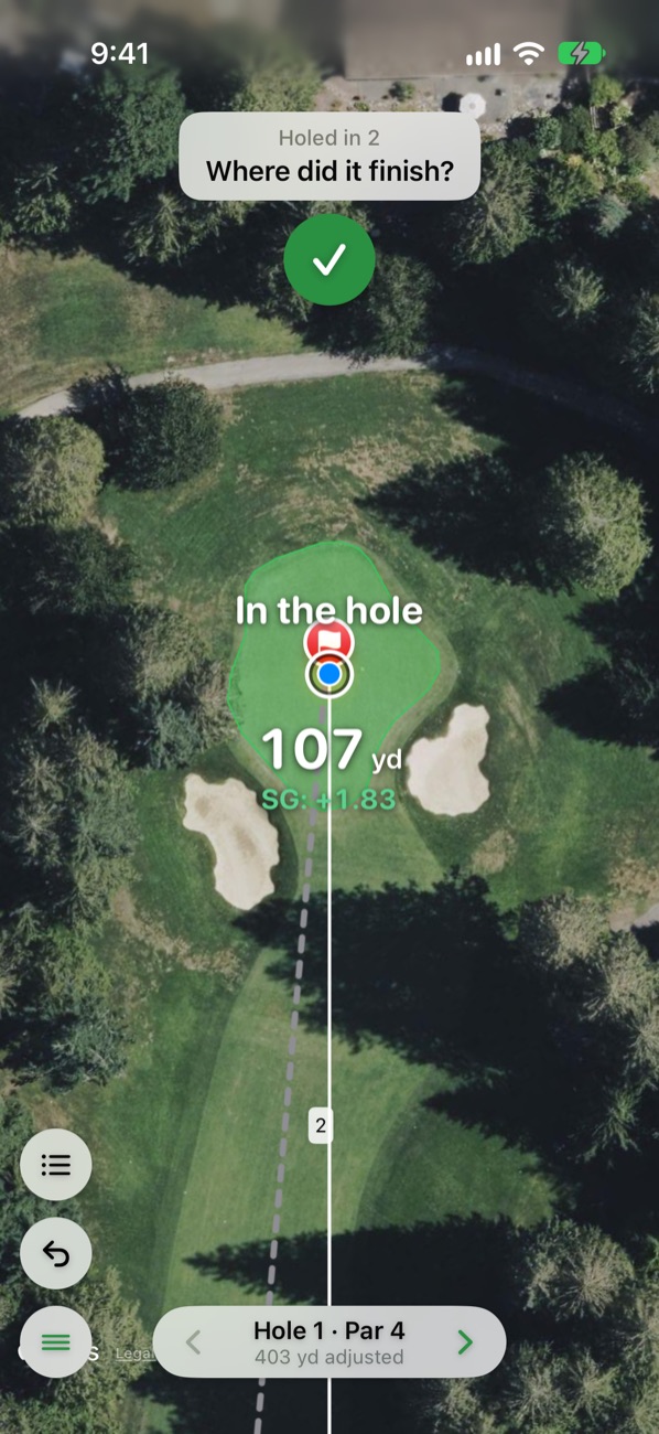 Hole 1 holed out: the approach from 107 yards in the hole, strokes gained plus 1.83